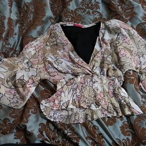 SM Sunny Leigh sheer boho blouse flare sleeve top